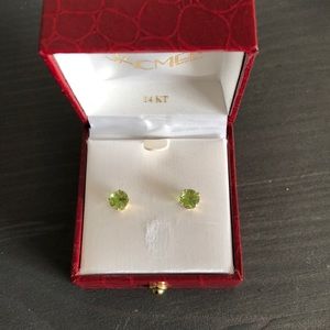 14k yellow gold peridot earrings